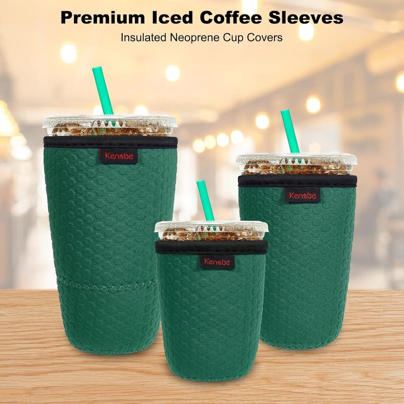 KENOBE 3 Pack Neoprene Insulator Sleeve for Iced Coffee Cups, Reusable Cooler Sleeves for Iced & Hot Drinks, Universal Fit 16-32 oz Cups Beverages, Compatible with Starbucks Dunkin Coffee and More - Image 3